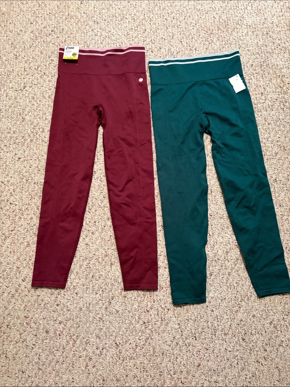 Seamless High-Rise Leggings - Burgundy and Teal